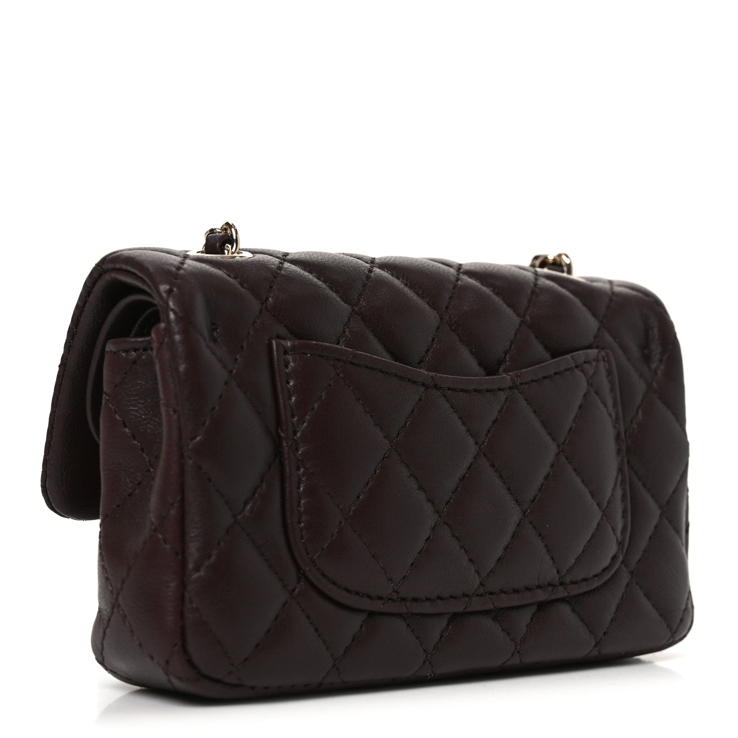 Chanel Lambskin Quilted Mini Double Flap With Hook Dark Brown 3 of 11