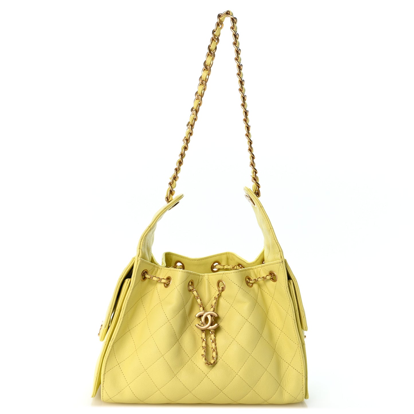 Caviar Quilted Small Chanel 25 Handbag Light Yellow