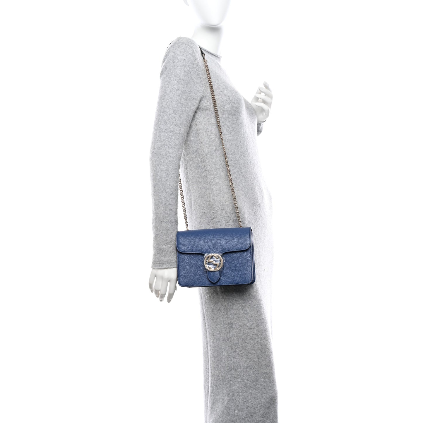 Dollar Calfskin Small Interlocking G Shoulder Bag Caspian