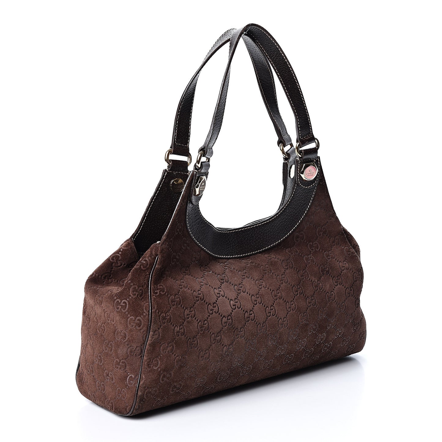 Monogram Suede Medium Charmy Shoulder Bag Dark Brown
