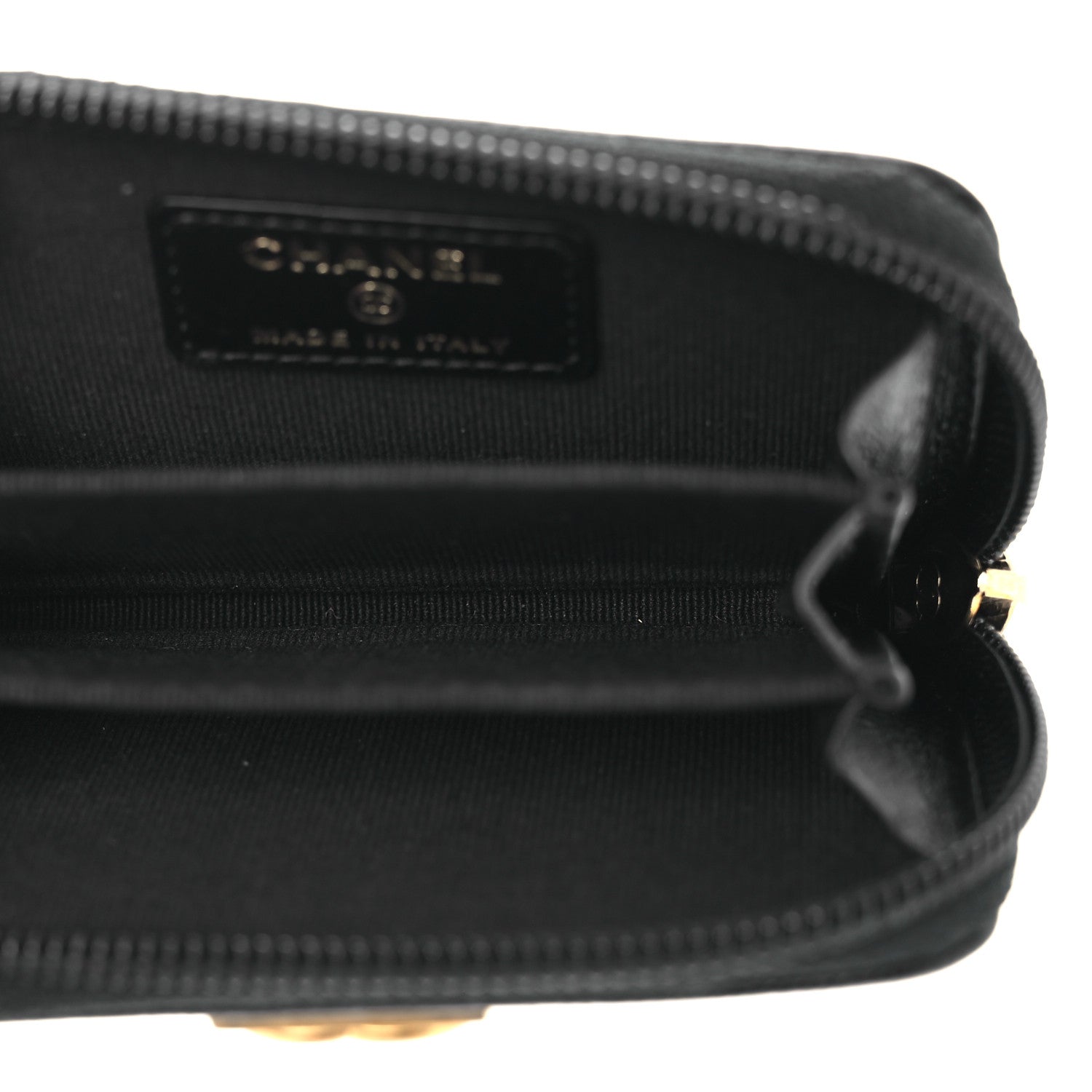 Chanel Caviar Quilted Boy Zip Around Coin Purse Wallet Black 5 of 9