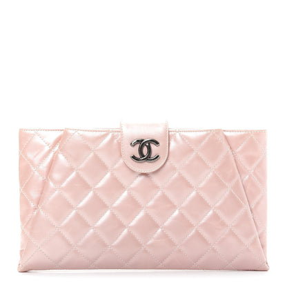 Chanel Glazed Calfskin Quilted Coco Pleats Clutch Light Pink 1 of 11