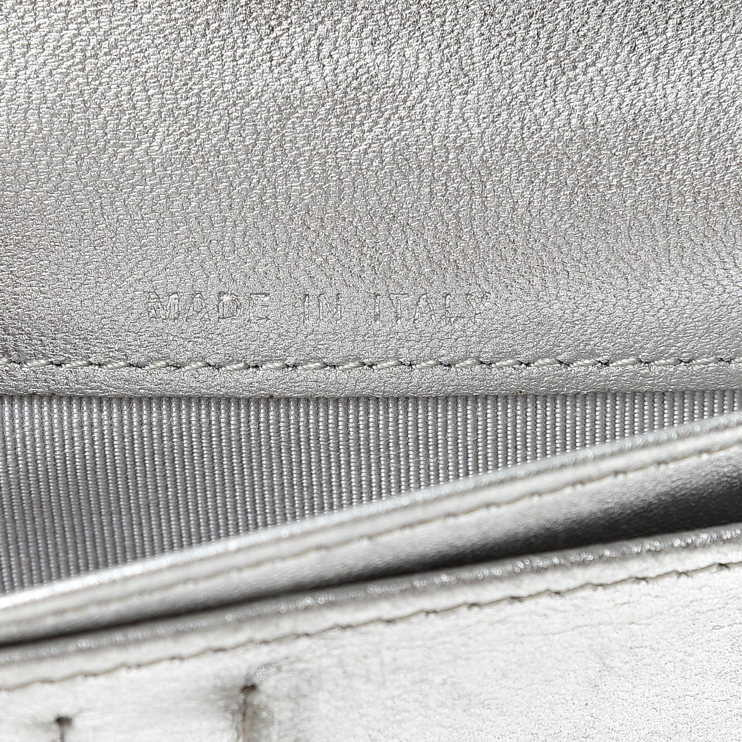 Metallic Lambskin Quilted Zipped Pocket Wallet Silver