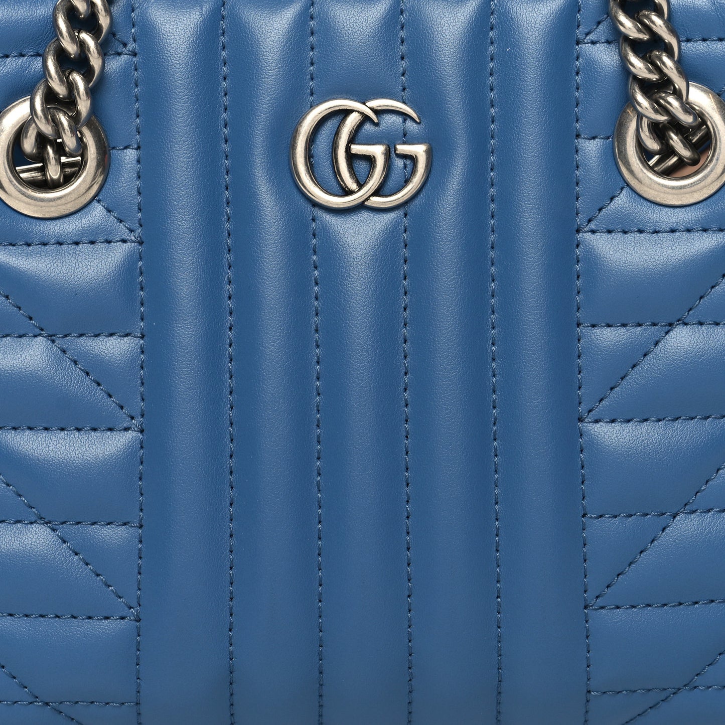 Calfskin Matelasse Aria Small GG Marmont Shoulder Tote Clear Blue