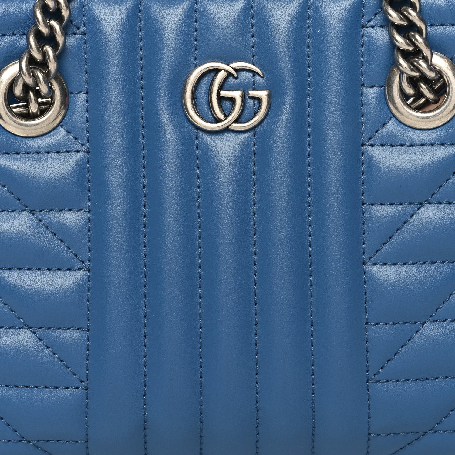 Gucci Calfskin Matelasse Aria Small GG Marmont Shoulder Tote Clear Blue 8 of 10