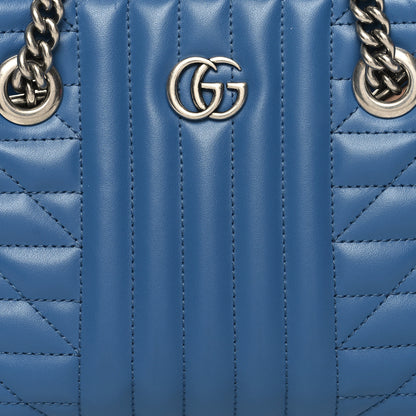 Gucci Calfskin Matelasse Aria Small GG Marmont Shoulder Tote Clear Blue 8 of 10