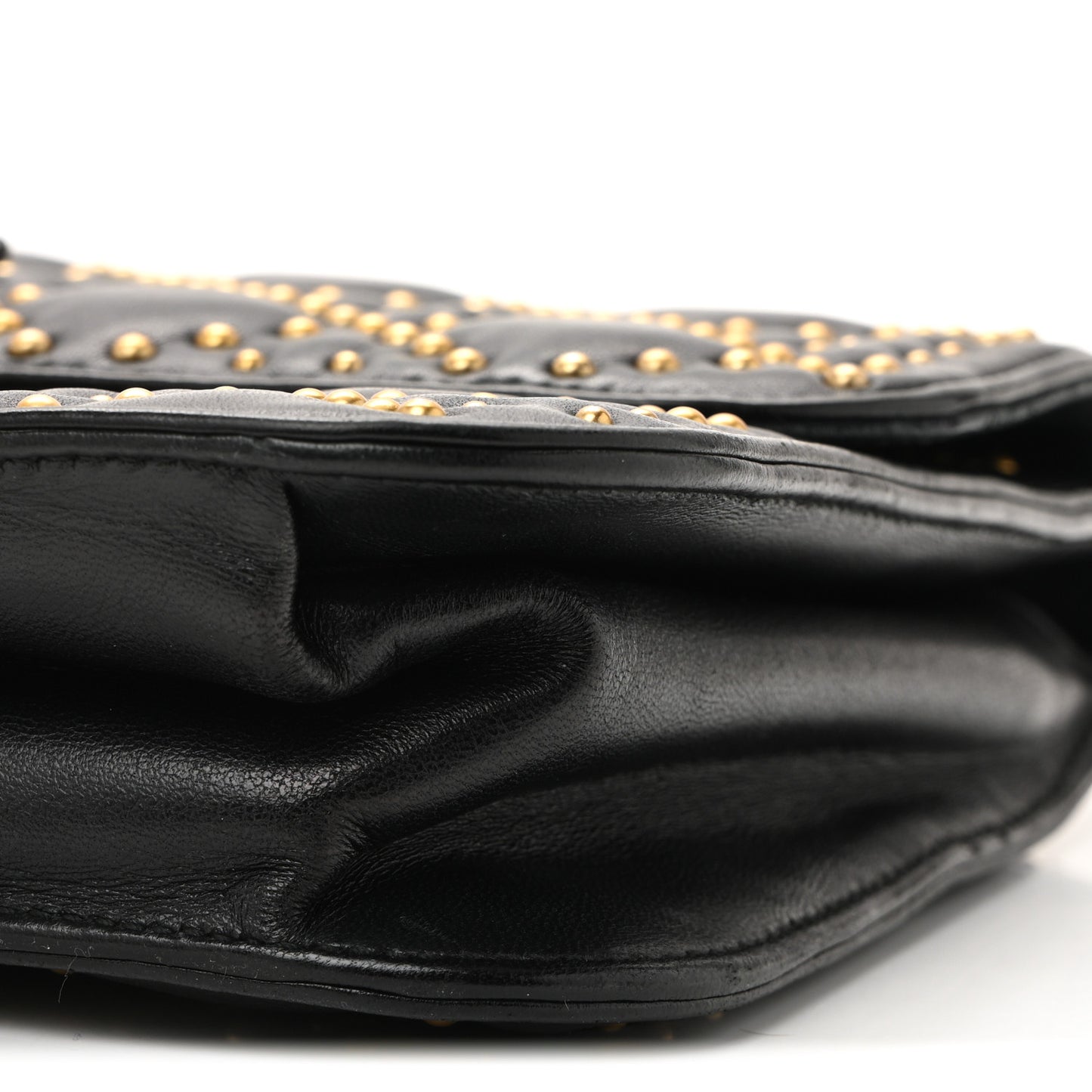 Lambskin Cannage Studded Large Dioraddict Flap Bag Black
