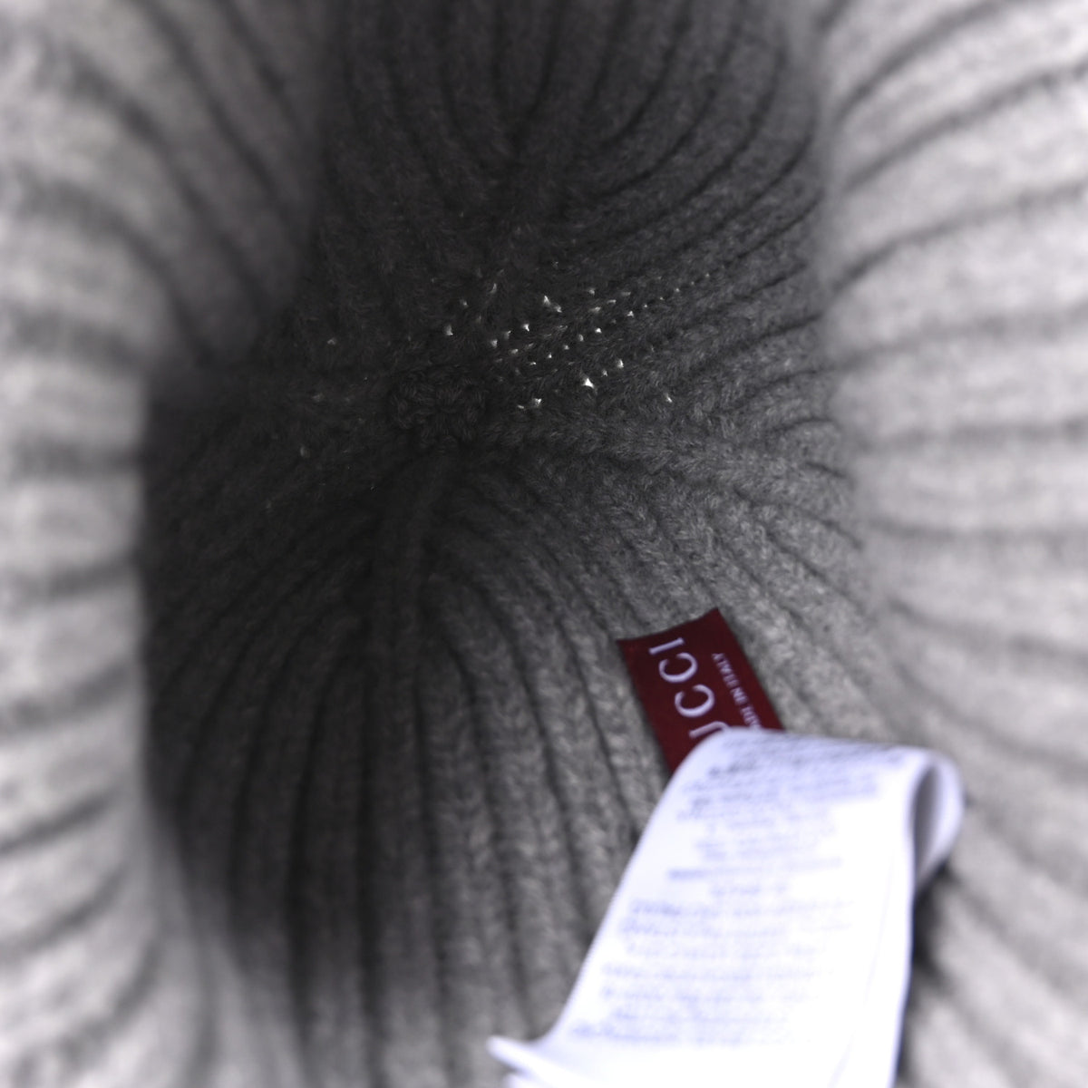 Wool Cashmere Knit Double G Beanie Hat M Light Grey