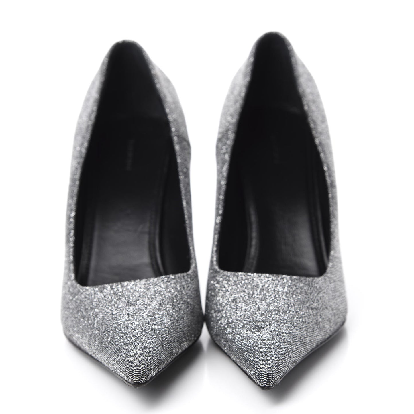 Shiny Fabric Square Knife 80mm Pumps 41 Silver