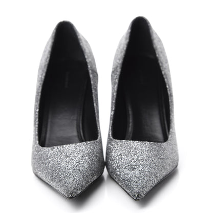Balenciaga Shiny Fabric Square Knife 80mm Pumps 41 Silver 2 of 9