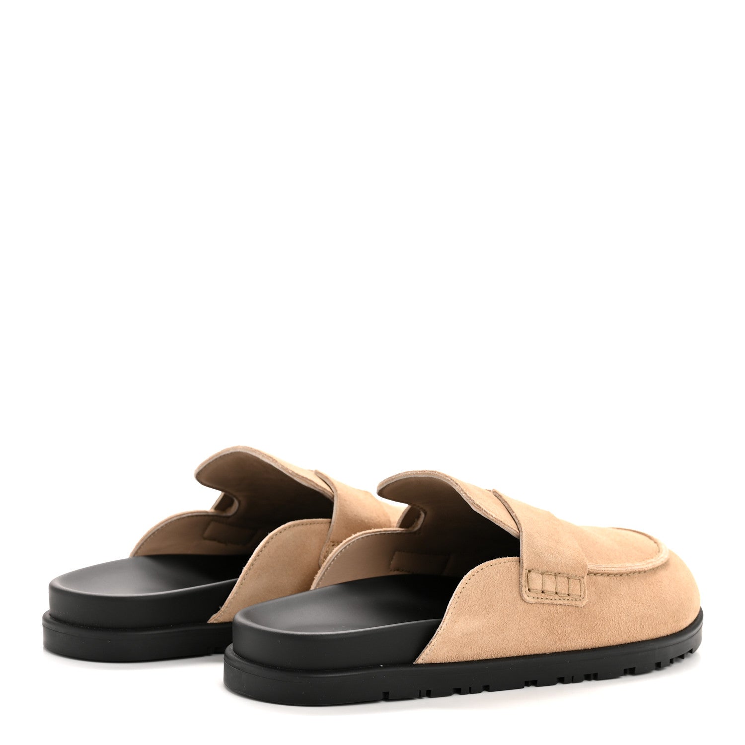 Hermes Suede Calfskin Womens Go Mules 38.5 Beige Argile 5 of 10