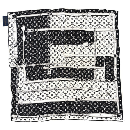 Louis Vuitton Silk Monogram Confidential Bandana Black White 1 of 3
