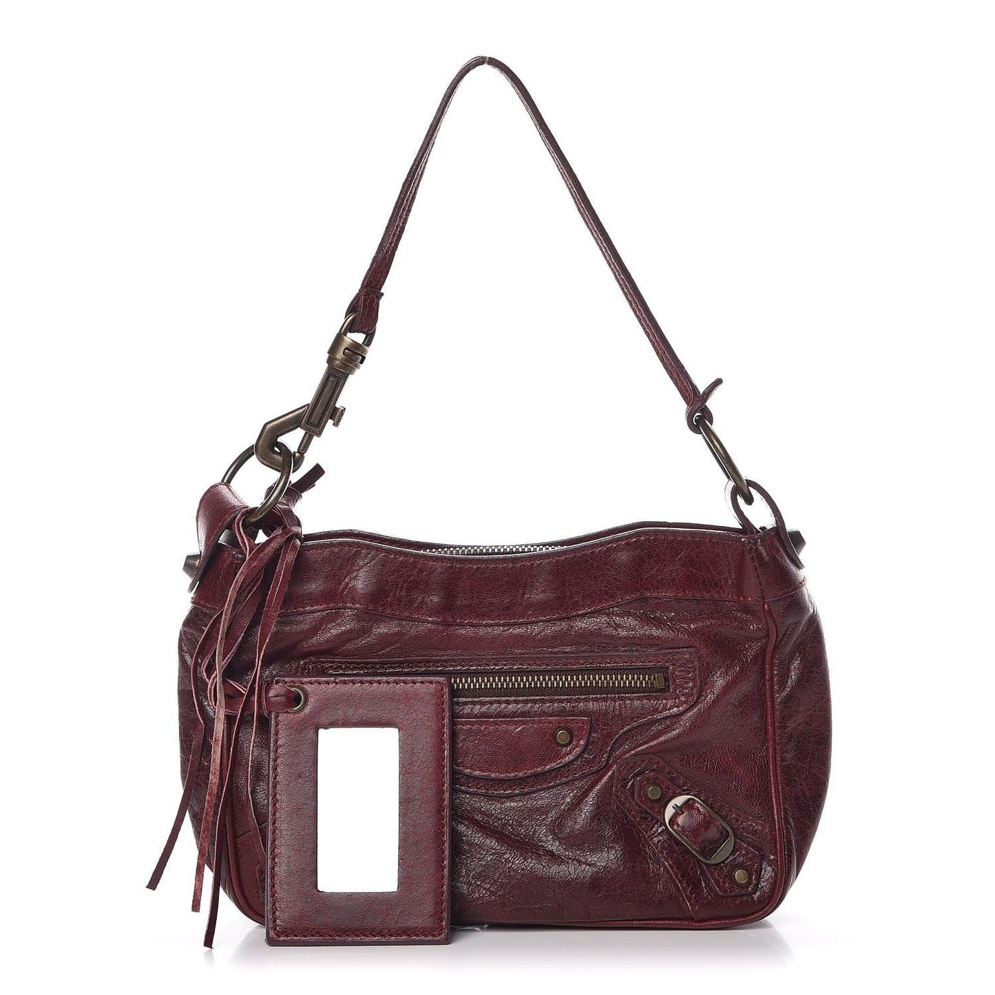 Agneau Classic Hardware Shoulder Bag Bordeaux