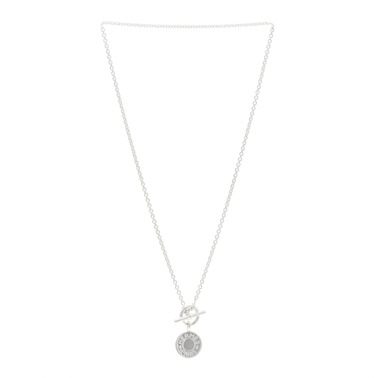Hermes Sterling Silver Amulettes H Confettis Pendant Necklace 3 of 5