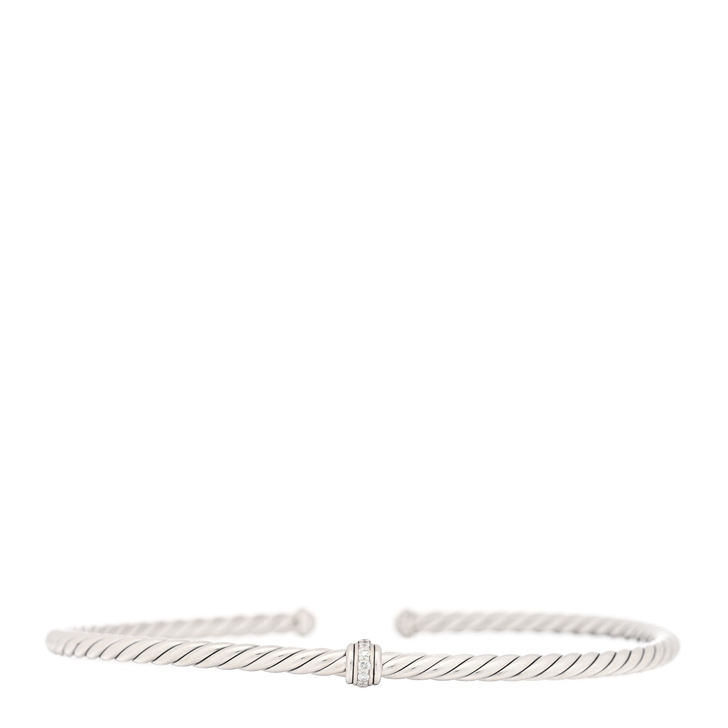 Sterling Silver Diamond 4mm Cable Flex Single Station Bracelet