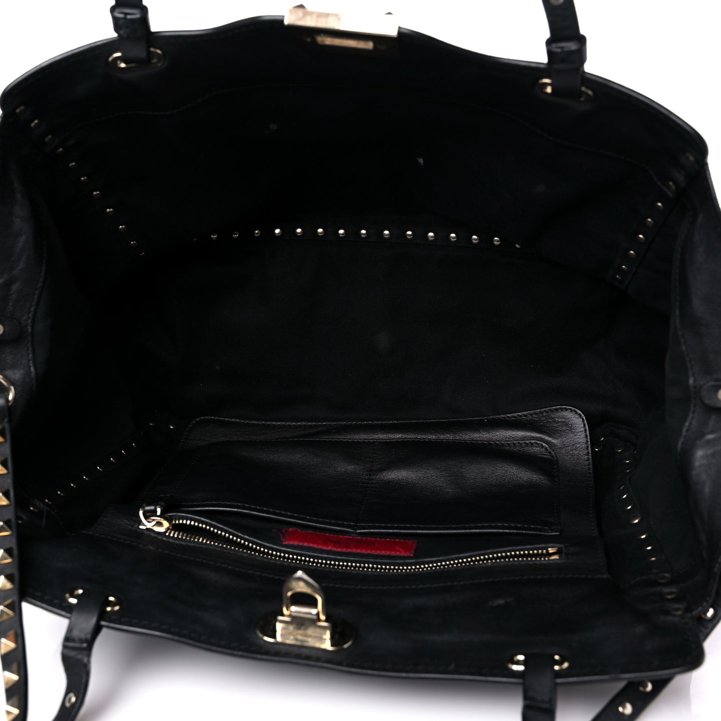 Vitello Medium Rockstud Tote Black