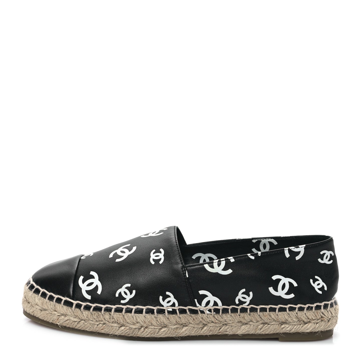 Lambskin Printed CC Espadrilles 39 Black White