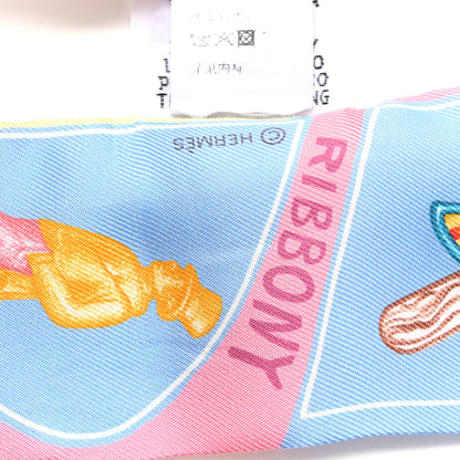 Hermes Silk Funny Ice Cream Twilly Bleu Ciel Rose Bonbon 8 of 8