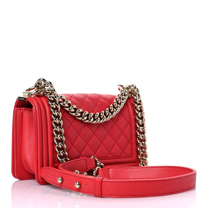 Chanel Caviar Quilted Small Boy Flap Dark Red 3 of 14