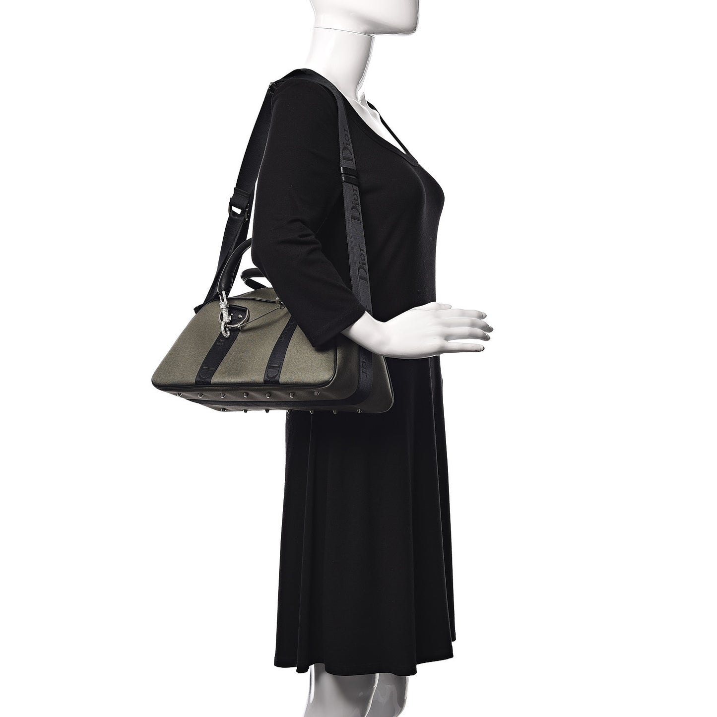 Silk Jersey Crystal Hardcore Bowler Bag Grey Black