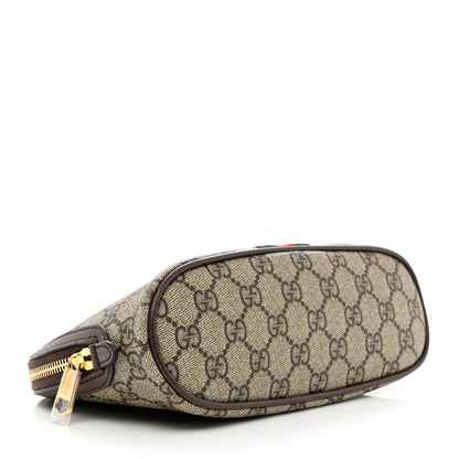 Gucci GG Supreme Monogram Textured Calfskin Web Large Ophidia Cosmetic Case Beige Ebony New Acero 4 of 7