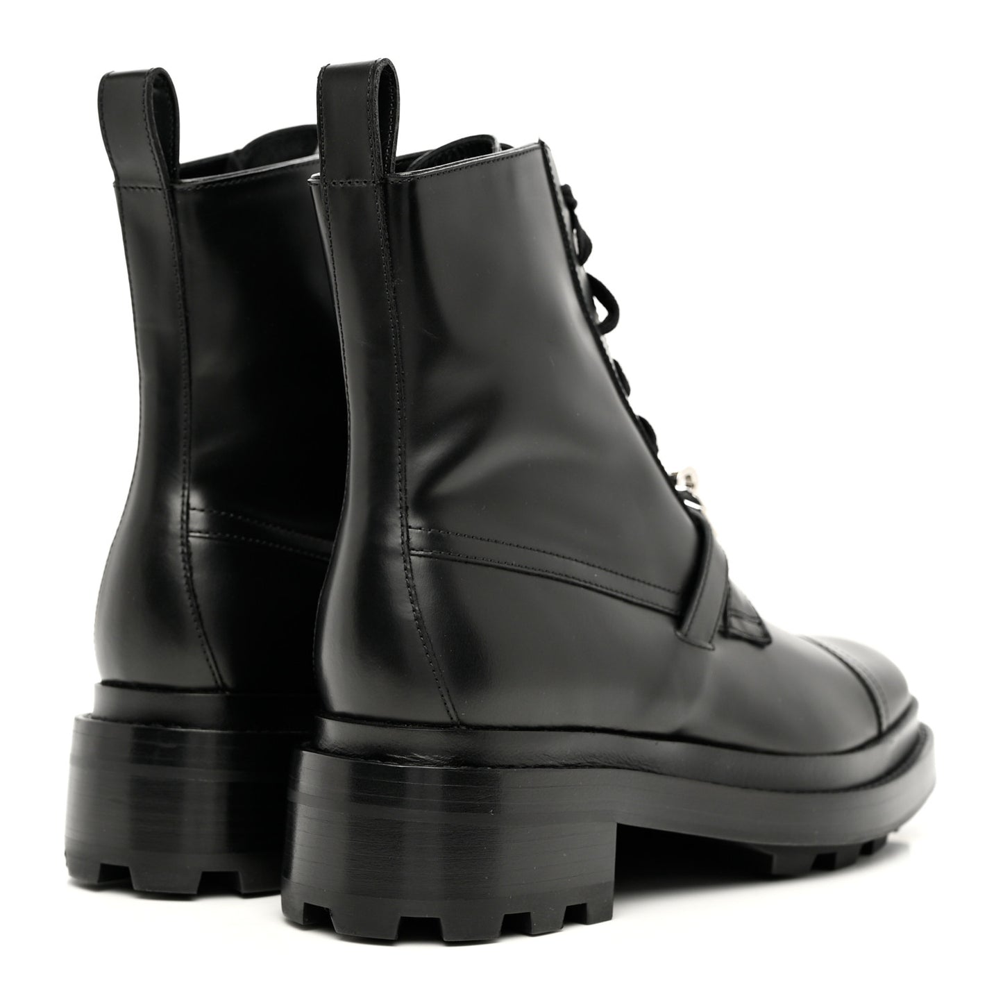 Glossed Calfskin Funk Ankle Boots 36 Black