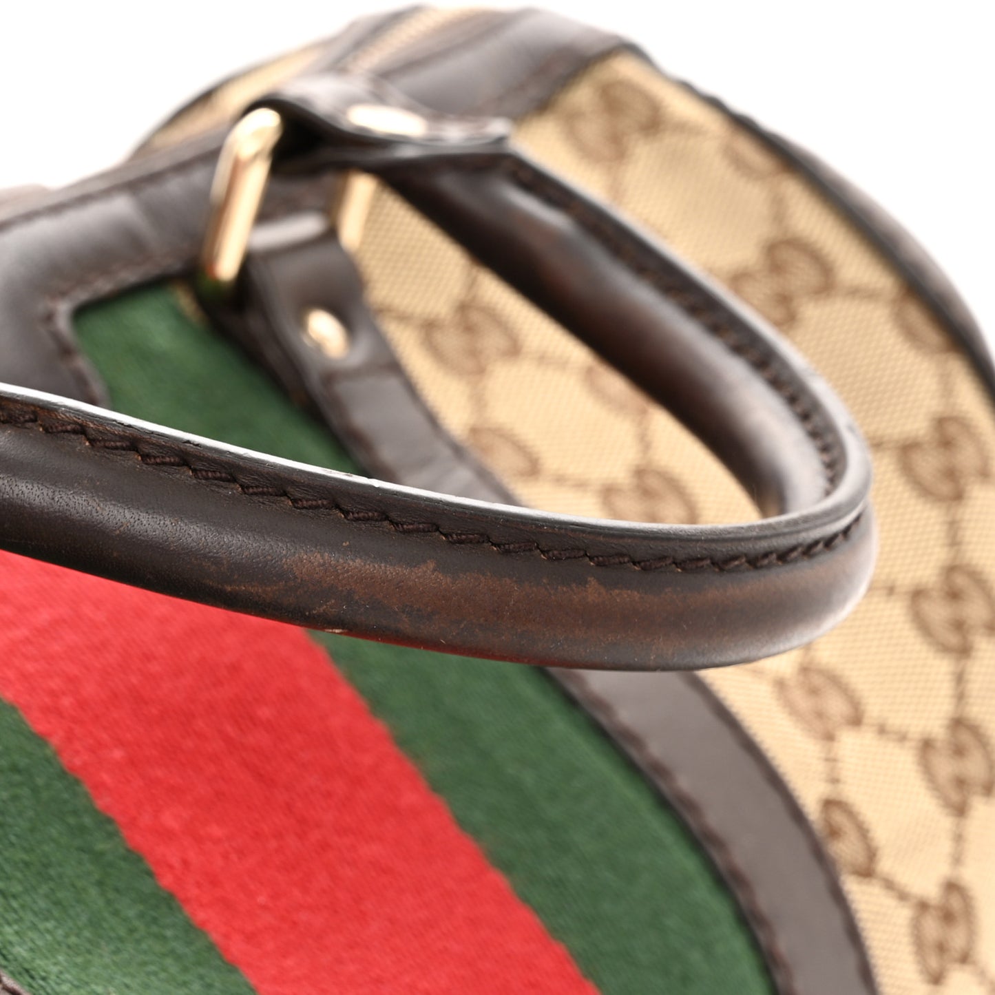 Monogram Selleria Calfskin Vintage Web Medium Boston Beige Ebony Cocoa