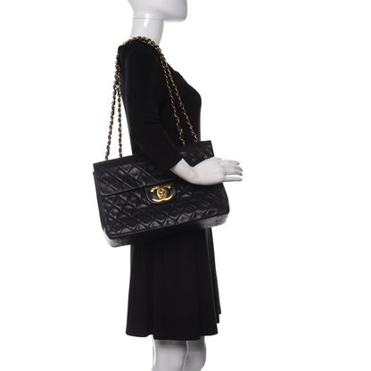 Chanel Lambskin Quilted XL Jumbo Single Flap Black 2 of 12