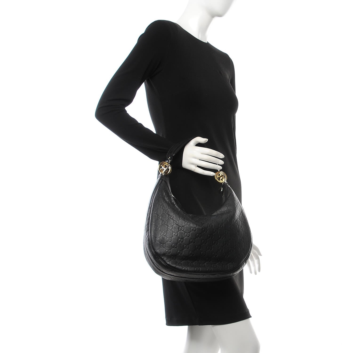 Gucci Guccissima Medium GG Twins Hobo Black 2 of 10