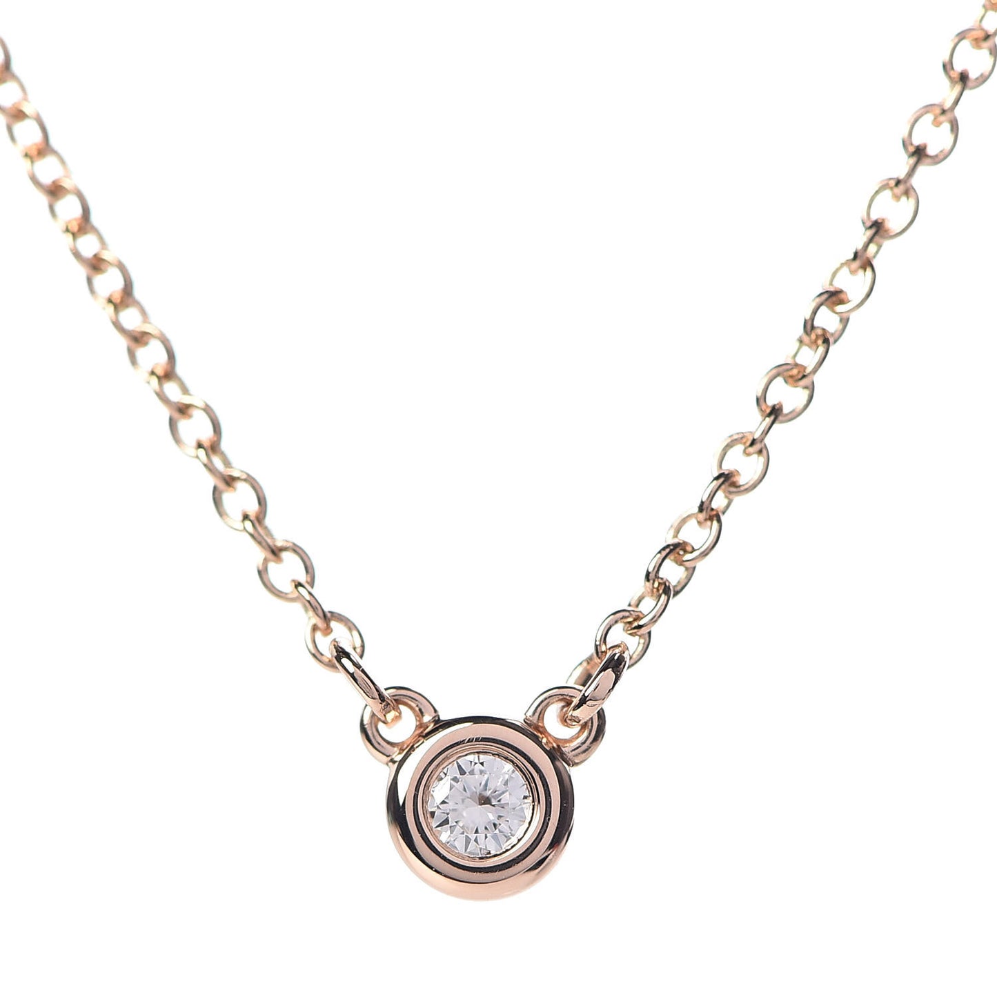 18K Rose Gold Diamond .03ct Elsa Peretti Diamonds by the Yard Pendant Necklace