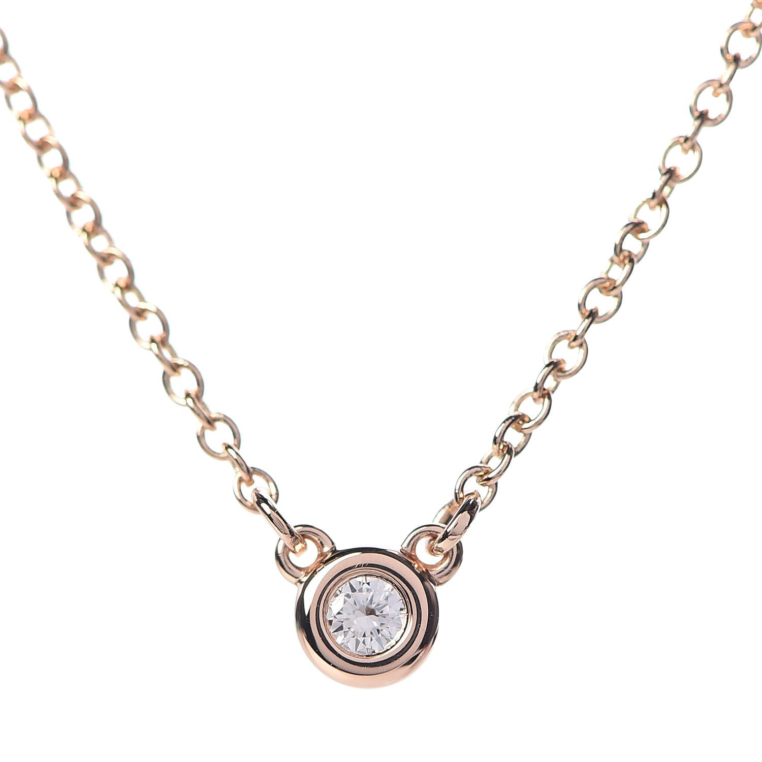 Tiffany 18K Rose Gold Diamond .03ct Elsa Peretti Diamonds by the Yard Pendant Necklace 4 of 9