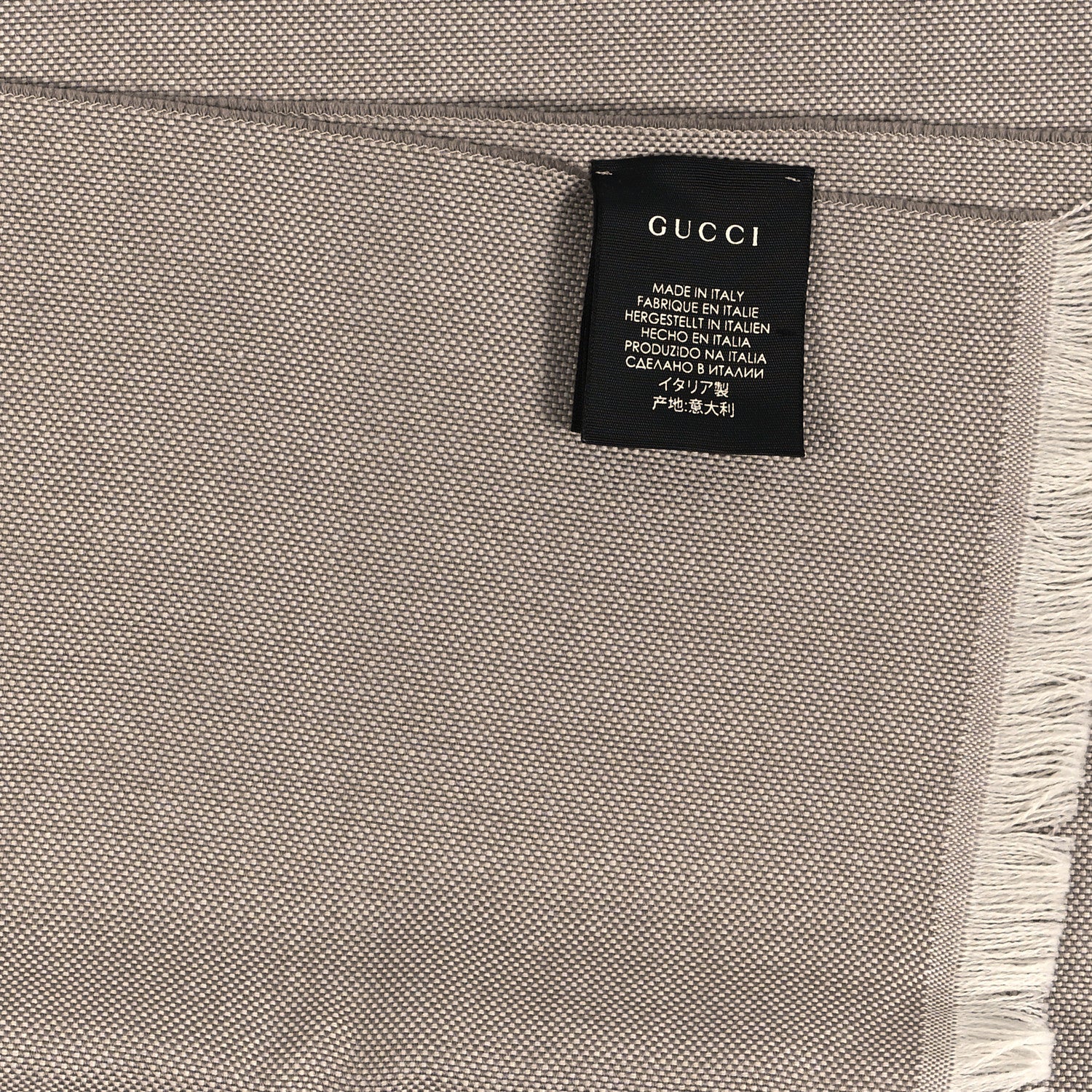 Gucci Wool GG Monogram HalfGG Fringe Scarf Ivory Beige 4 of 4