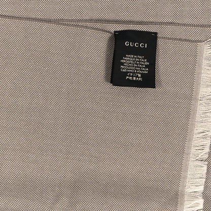 Gucci Wool GG Monogram HalfGG Fringe Scarf Ivory Beige 4 of 4