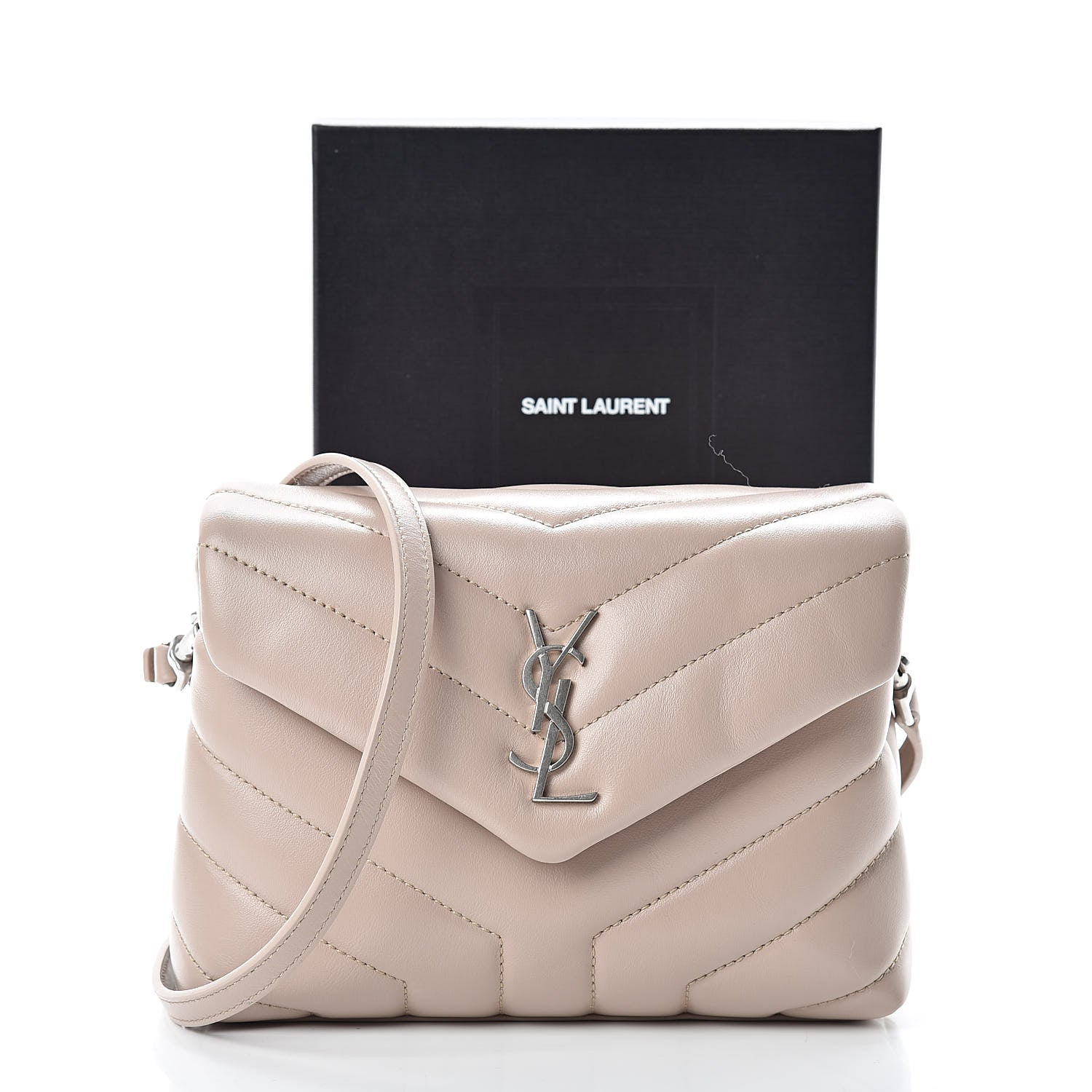 Saint Laurent Calfskin Y Quilted Monogram Toy Loulou Satchel Light Natural 12 of 12