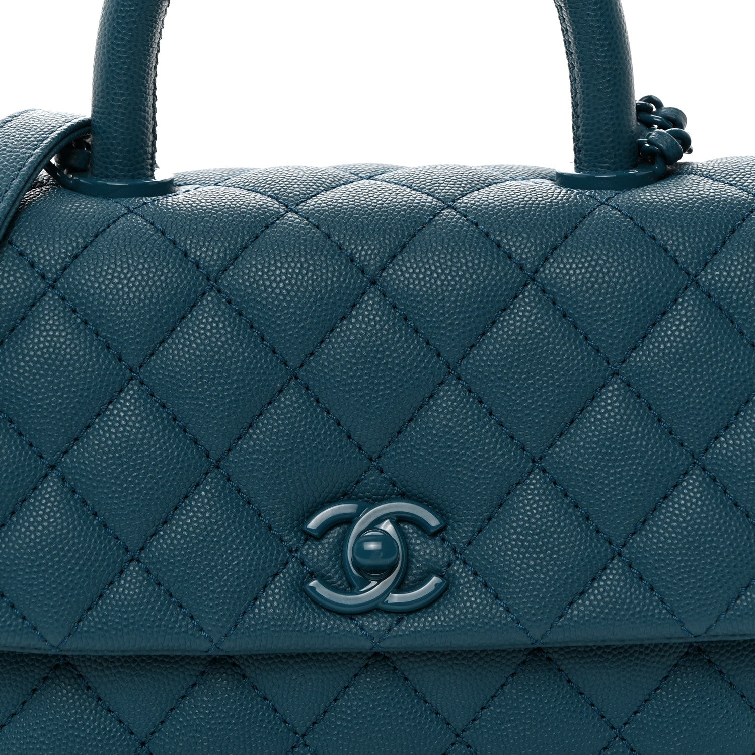 Chanel Caviar Quilted Incognito Mini Coco Handle Flap Dark Turquoise 8 of 10