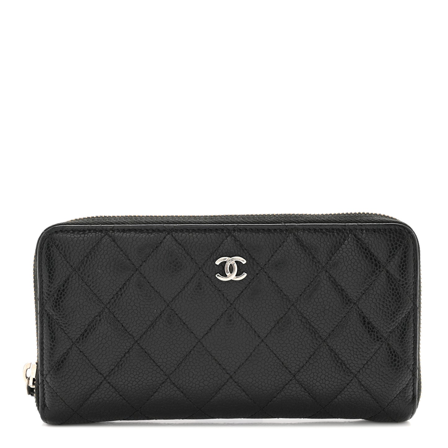 Caviar Quilted Large Gusset Zip Around Wallet Black