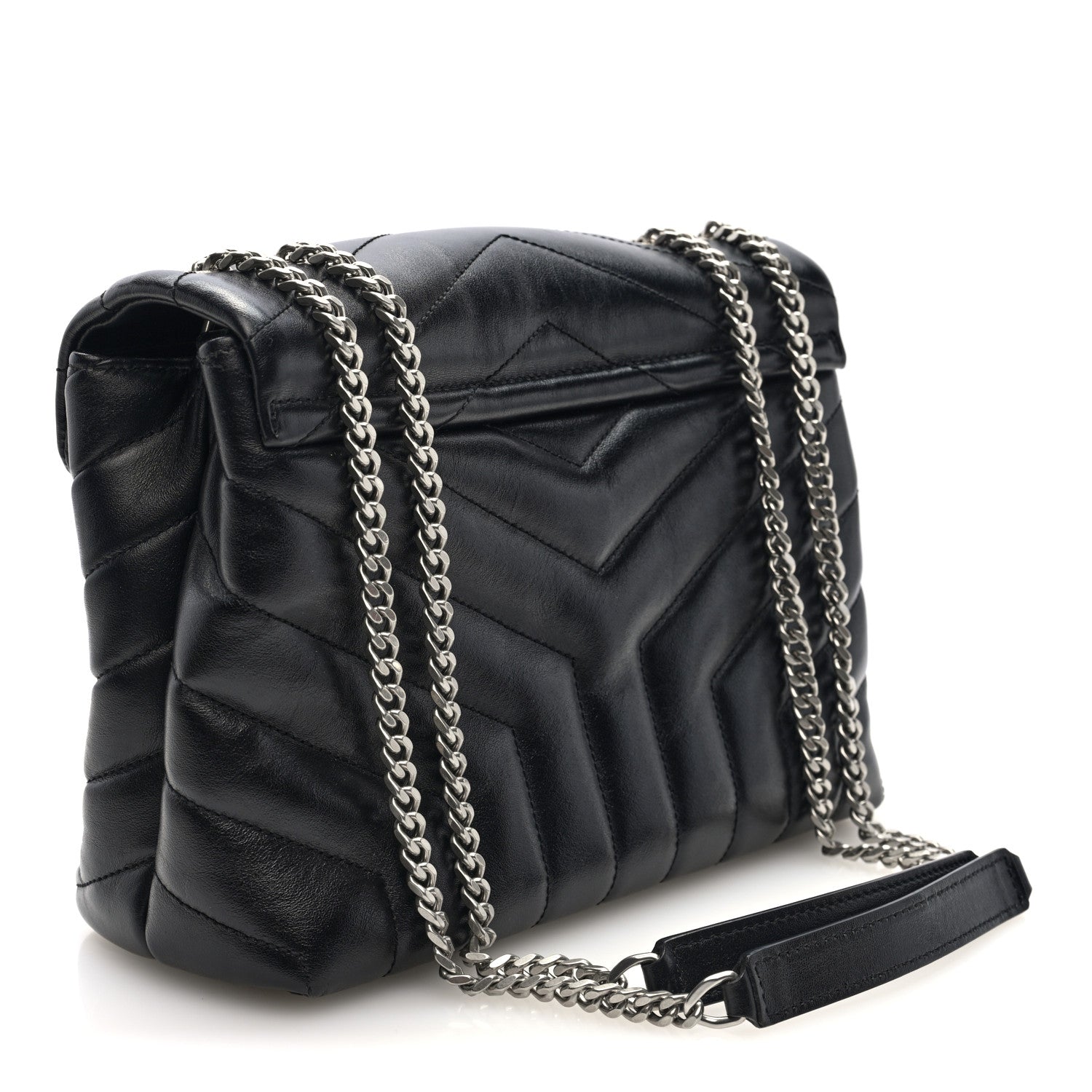 Saint Laurent Calfskin Y Quilted Monogram Small Loulou Chain Satchel Black 3 of 9