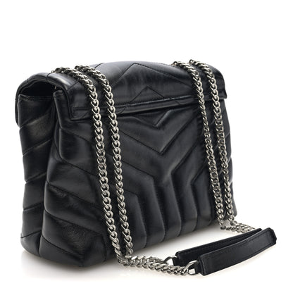 Saint Laurent Calfskin Y Quilted Monogram Small Loulou Chain Satchel Black 3 of 9