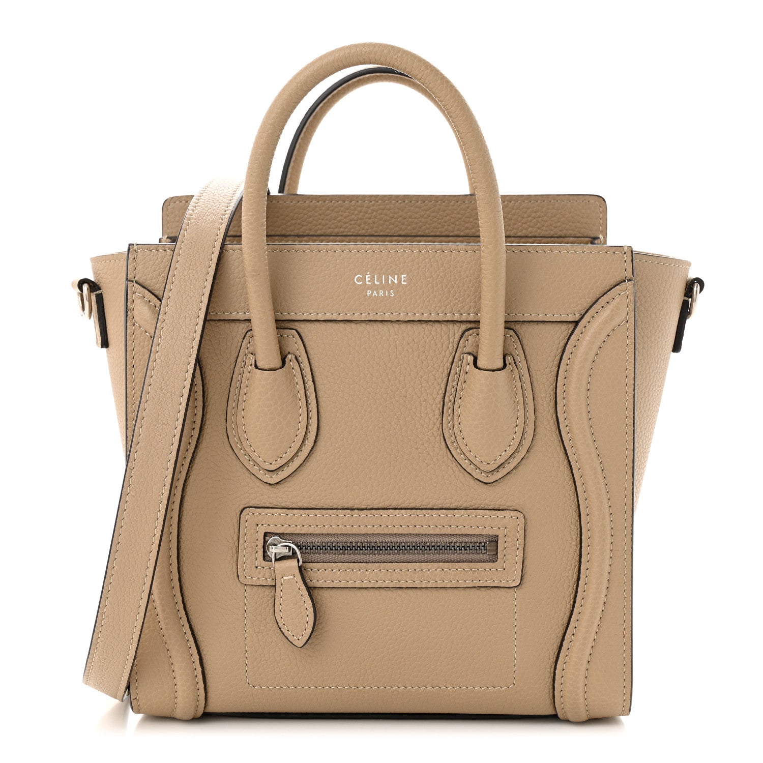 Celine Drummed Calfskin Nano Luggage Dune 1 of 10