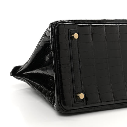 Hermes Shiny Niloticus Crocodile Birkin 30 Black 10 of 11