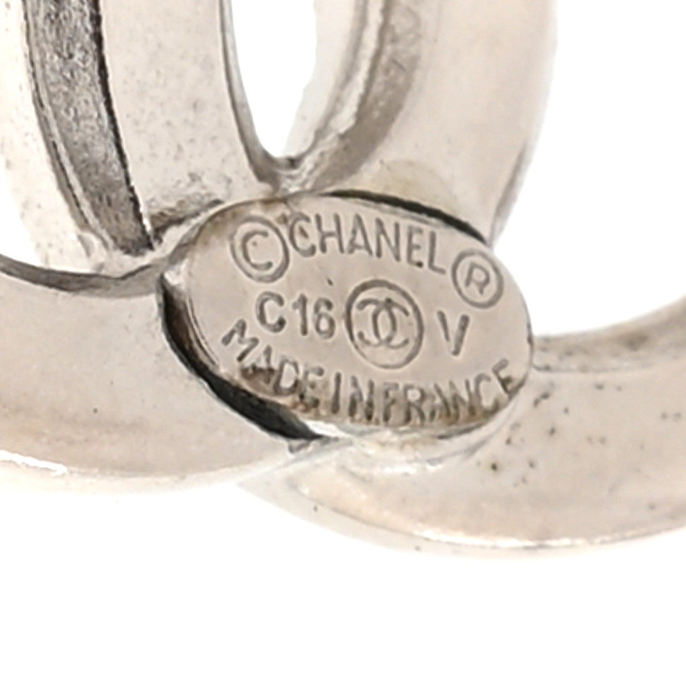 Chanel Baguette Crystal CC Earrings Silver 4 of 4