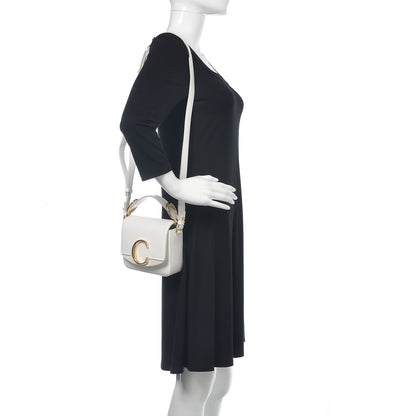 Chloe Shiny Calfskin Suede Mini C Double Carry Brilliant White 2 of 14