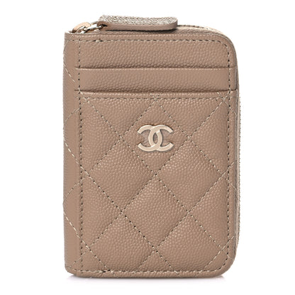Chanel Caviar Quilted Zip Card Holder Beige 1 of 10