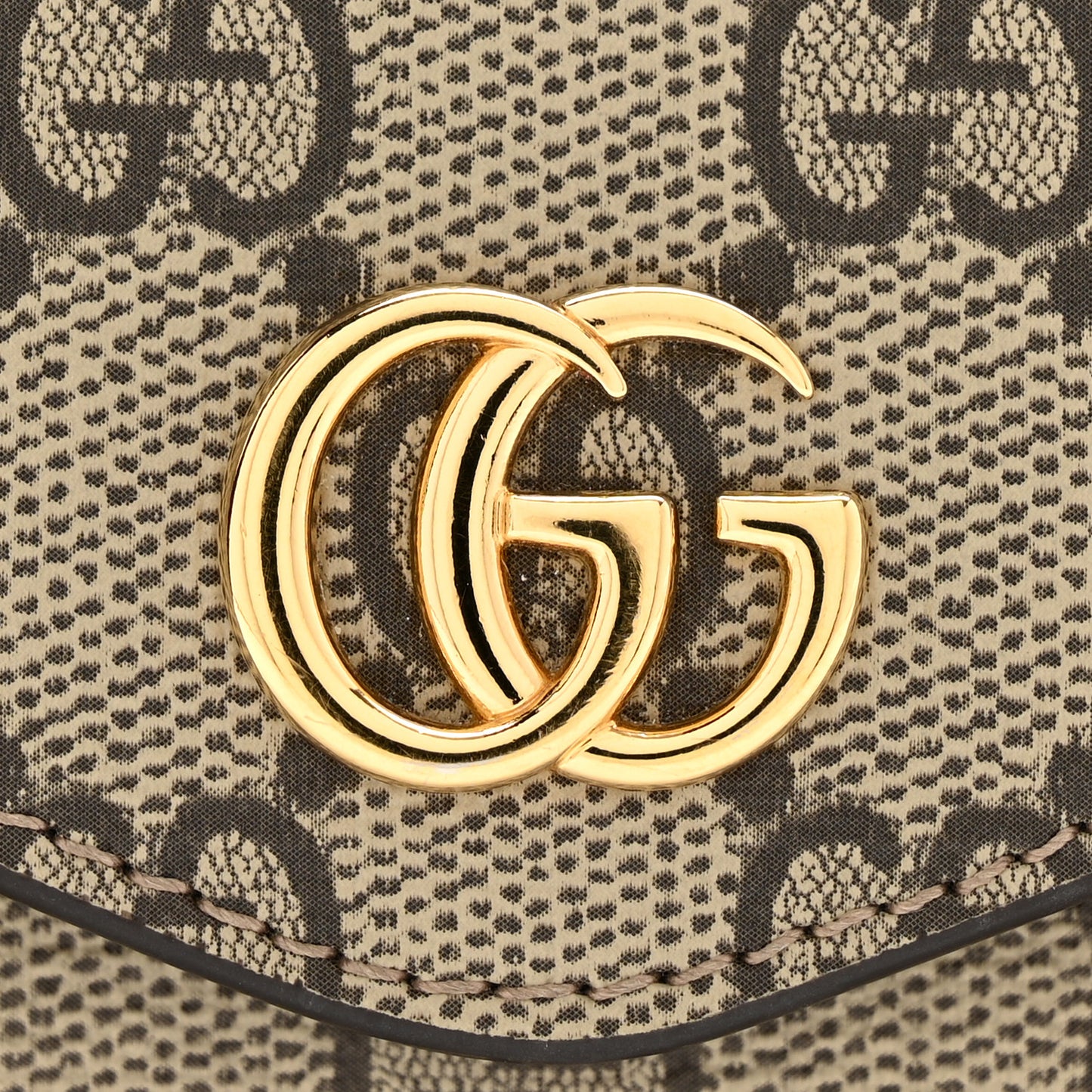 GG Supreme Monogram Textured Dollar Calfskin Web Mini Ophidia Envelope Shoulder Bag Beige Ebony New Acero