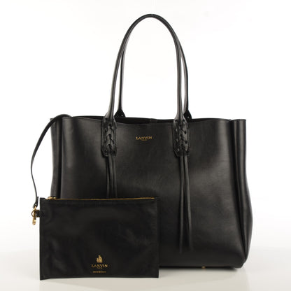 Celine LANVIN Smooth Calfskin Small Fringe Shopper Tote Black 4 of 10