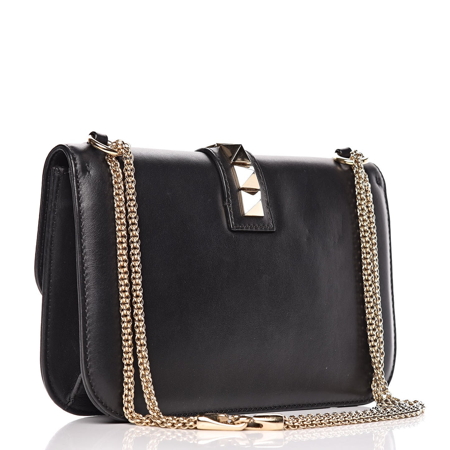 Vitello Medium Glam Lock Rockstud Flap Black