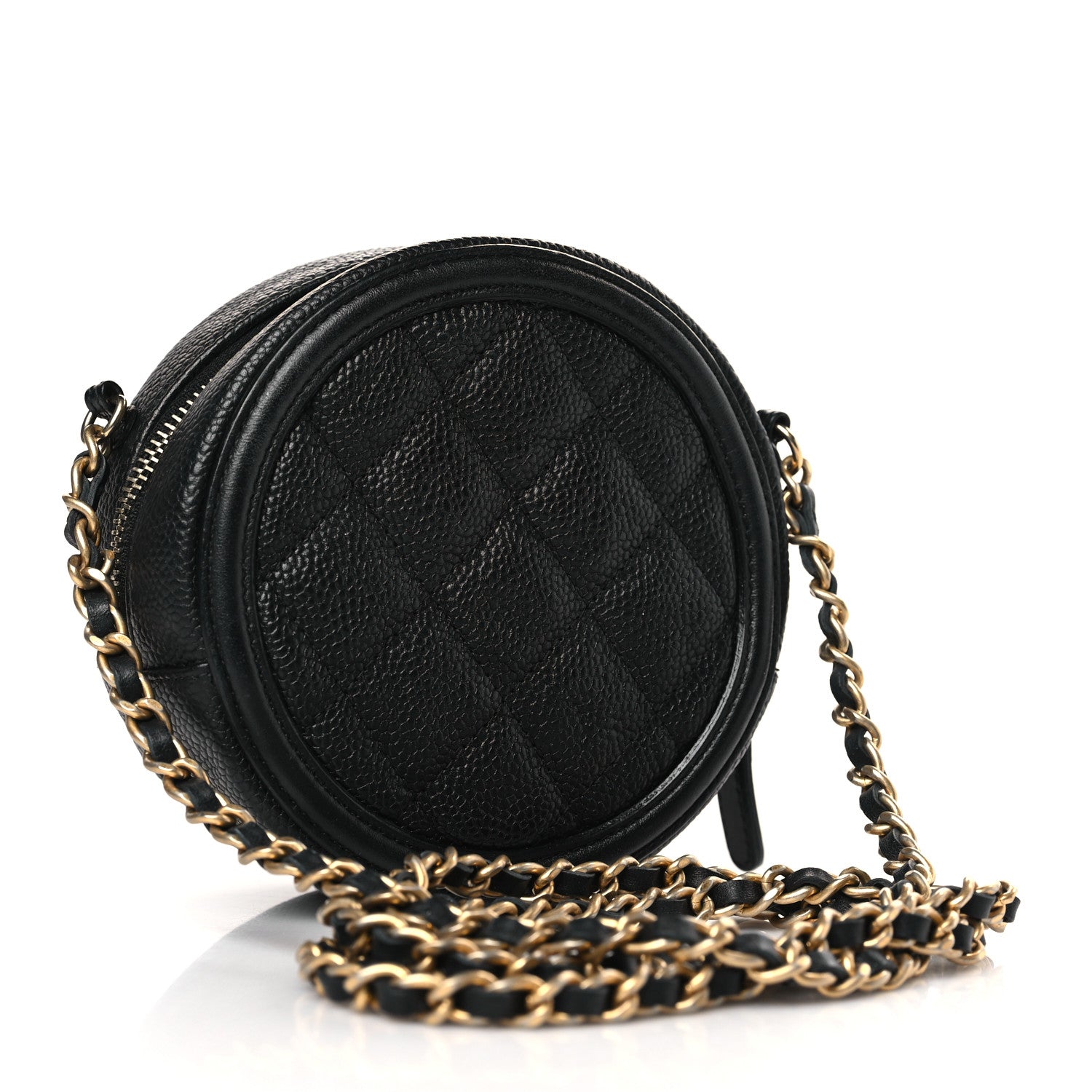 Chanel Caviar Quilted Round Filigree Crossbody Black 3 of 9