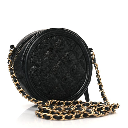 Chanel Caviar Quilted Round Filigree Crossbody Black 3 of 9