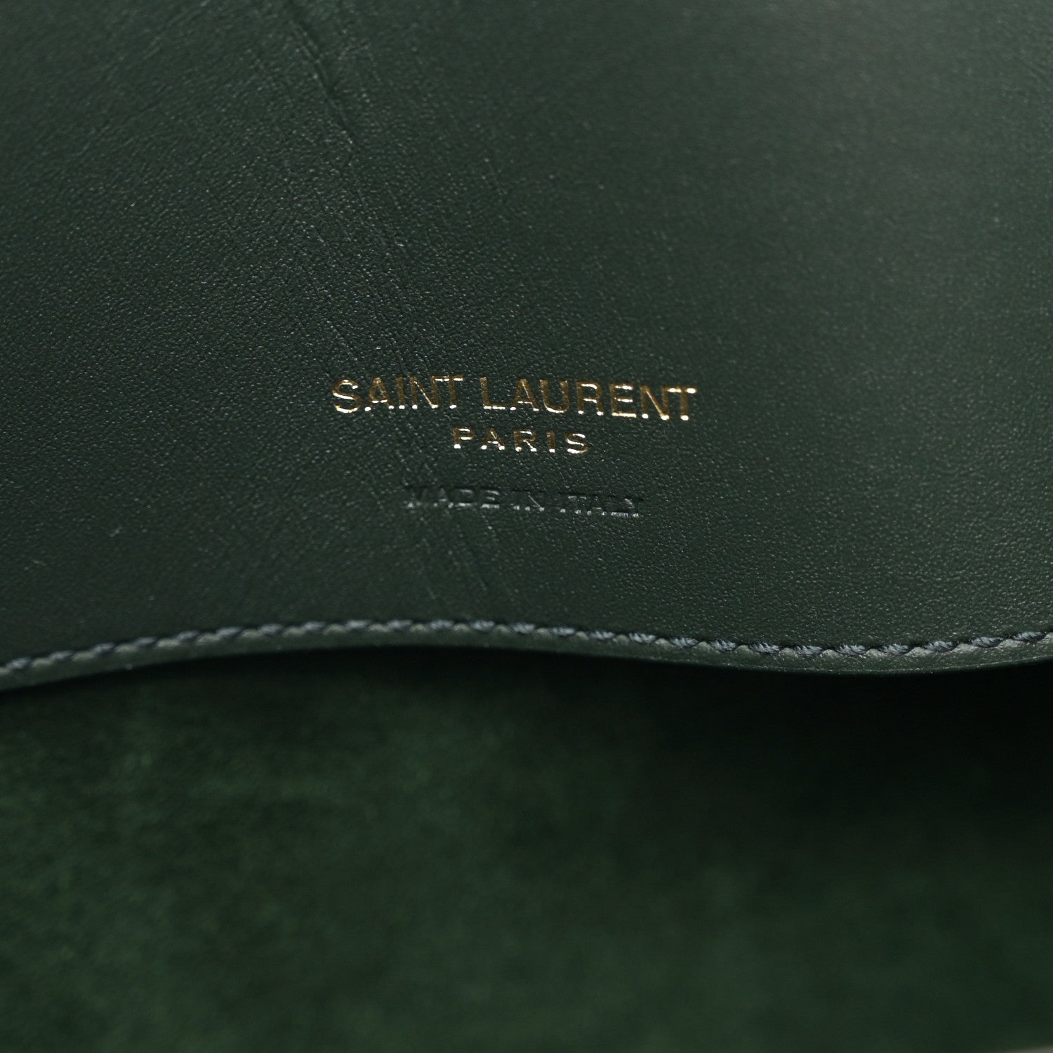 Saint Laurent Shiny Calfskin Le 37 Bucket Bag Vert Fonce 7 of 12