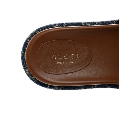 Gucci New Denim GG Monogram Angelina Platform 55mm Slide Sandals 36.5 Blue Tea 7 of 8